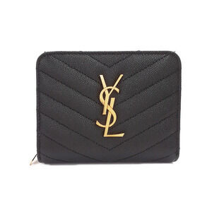 SAINT LAURENT Paris Monogram Compact Zip Around Wallet Bi fold Short
